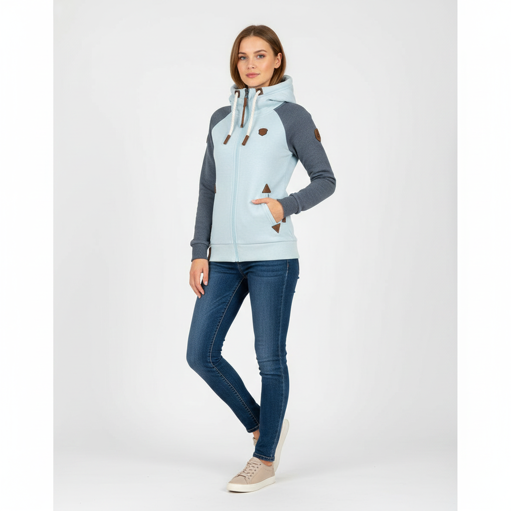Carmen Dames Hoodie Met Rits Slim Fit – Slanke Snit & Veelzijdige Dagelijkse Stijl