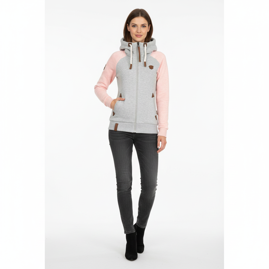 Carmen Dames Hoodie Met Rits Slim Fit – Slanke Snit & Veelzijdige Dagelijkse Stijl
