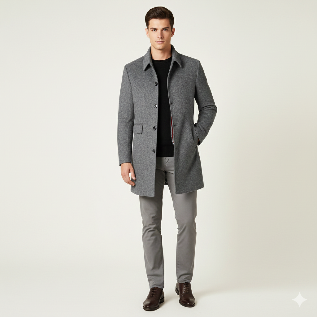 Langford Trench-Coat Homme en Laine – Coupe Ajustée & Élégance Intemporelle