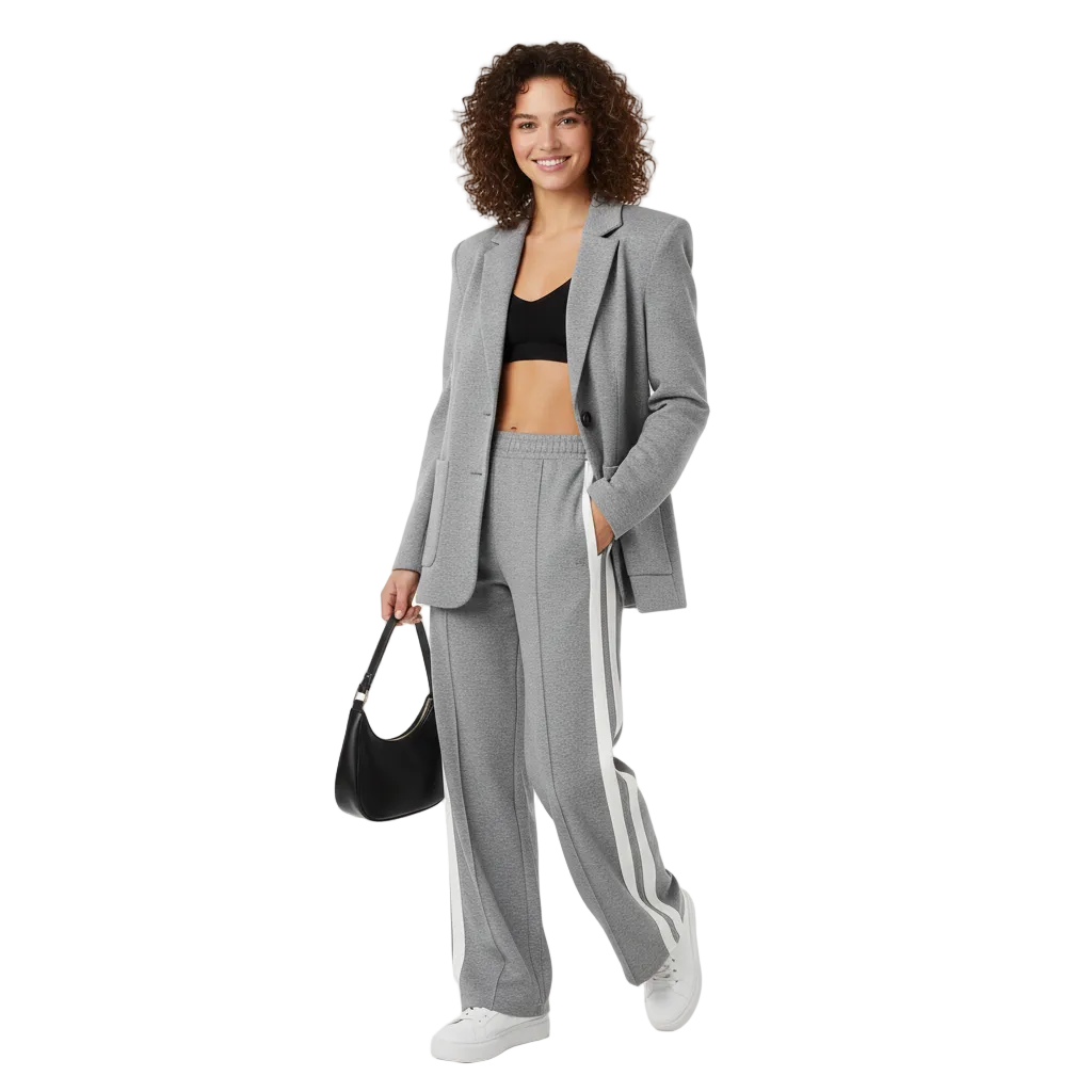 Aila Ensemble Athleisure Femme Emora Nova – Survêtement Rayé en Coton Mélangé Confortable