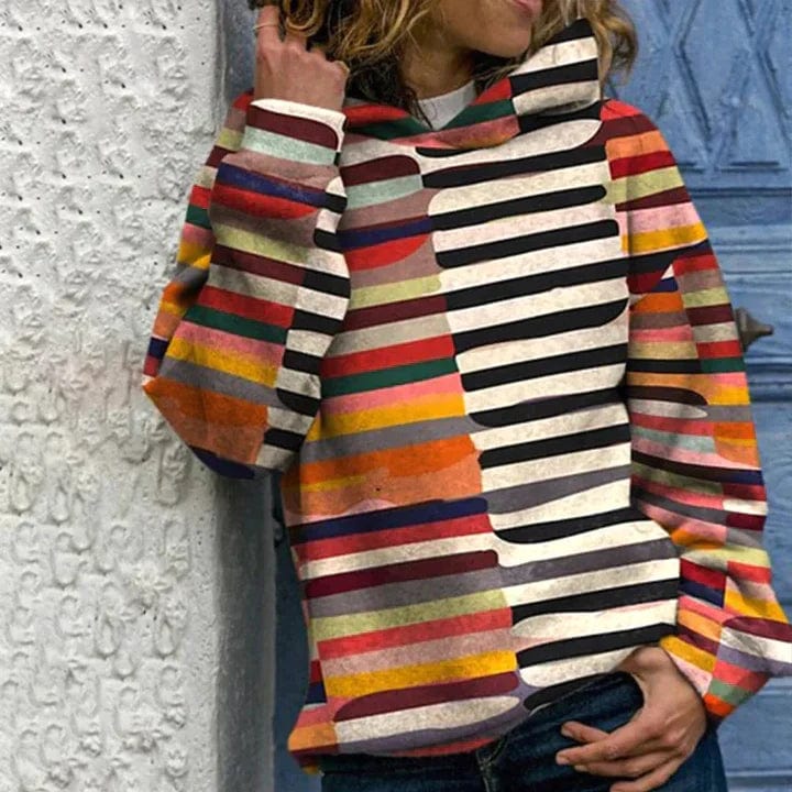 Savannah ženski džemper od retro pletenine – džemper s uzorkom u starinskom stilu s dugim rukavima i rebrastim rubom