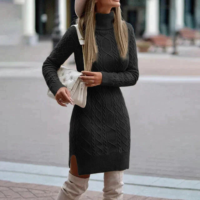 Aline Vienna Winter Knit Dress for Women – Warm Midi Dress with Comfortable Classic Fit
