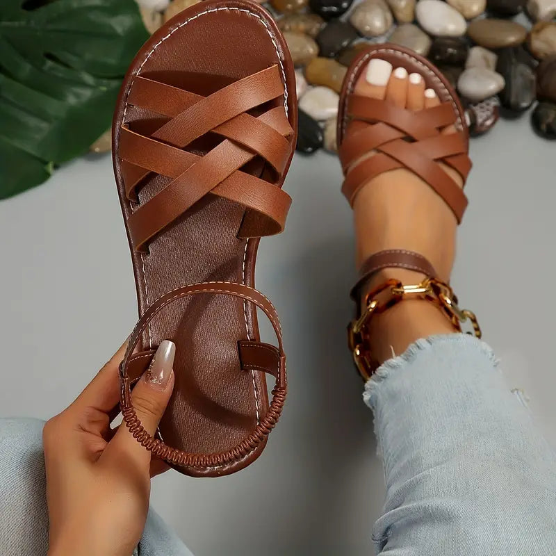 Sloane Sandales Femme – Ploché sandály s překříženými pásky s pohodlím a ležérním stylem
