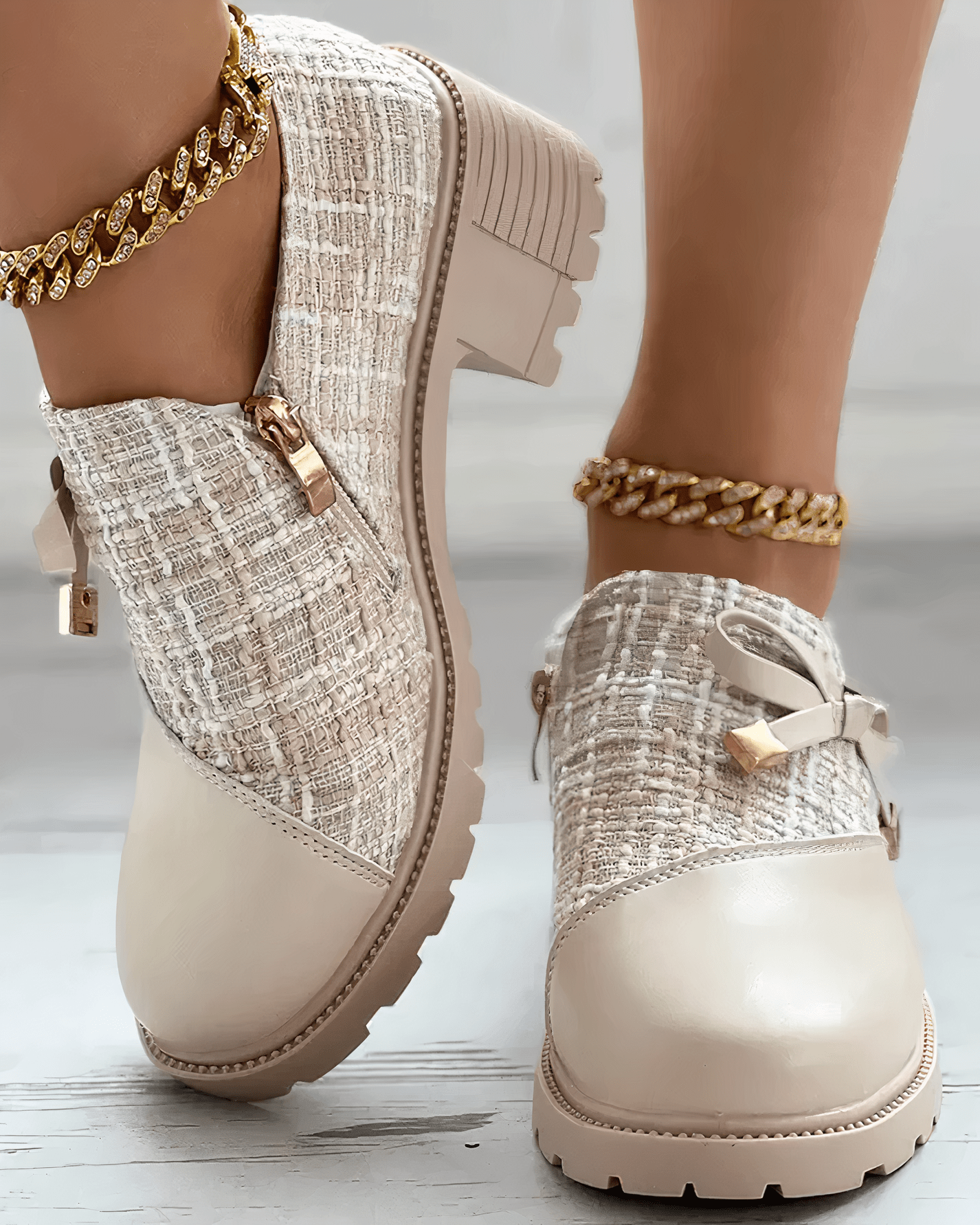Chandni Mocassins à talon bloc pour femme – Bout arrondi élégant & semelle intérieure rembourrée pour un confort optimal