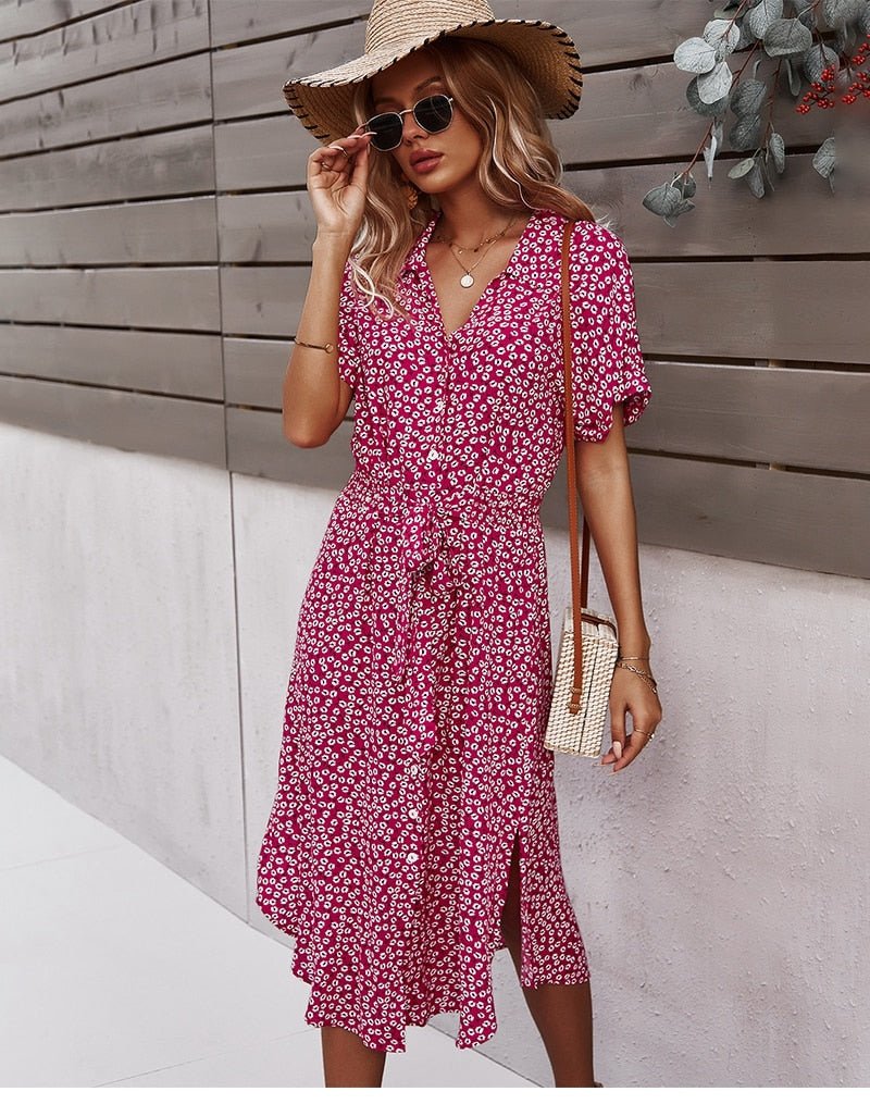 Luretta Robe Femme – Robe Fluide à Fleurs avec Ceinture Taille & Coupe Flatteuse pour l'Été
