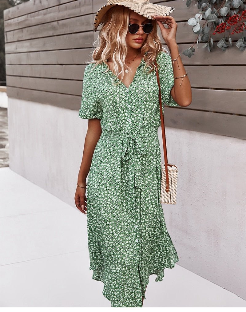 Luretta Robe Femme – Robe Fluide à Fleurs avec Ceinture Taille & Coupe Flatteuse pour l'Été