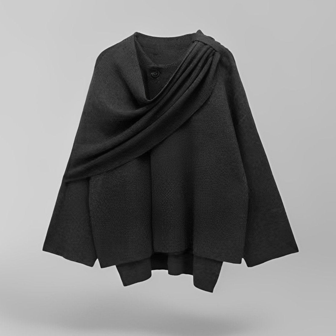 Emma Poncho Femme – Asymétrique en Laine, Élégant & Idéal pour la Chaleur Hivernale