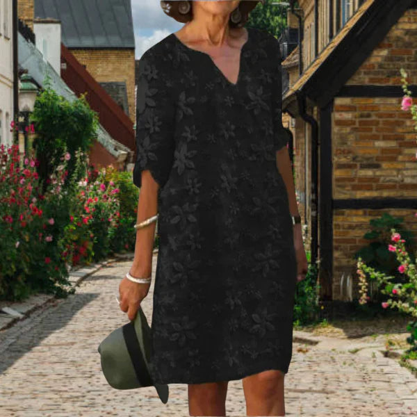 Maggie Damesjurk – Elegante Zomerjurk met V-hals & Vloeiende Pasvorm voor Zonnige Dagen