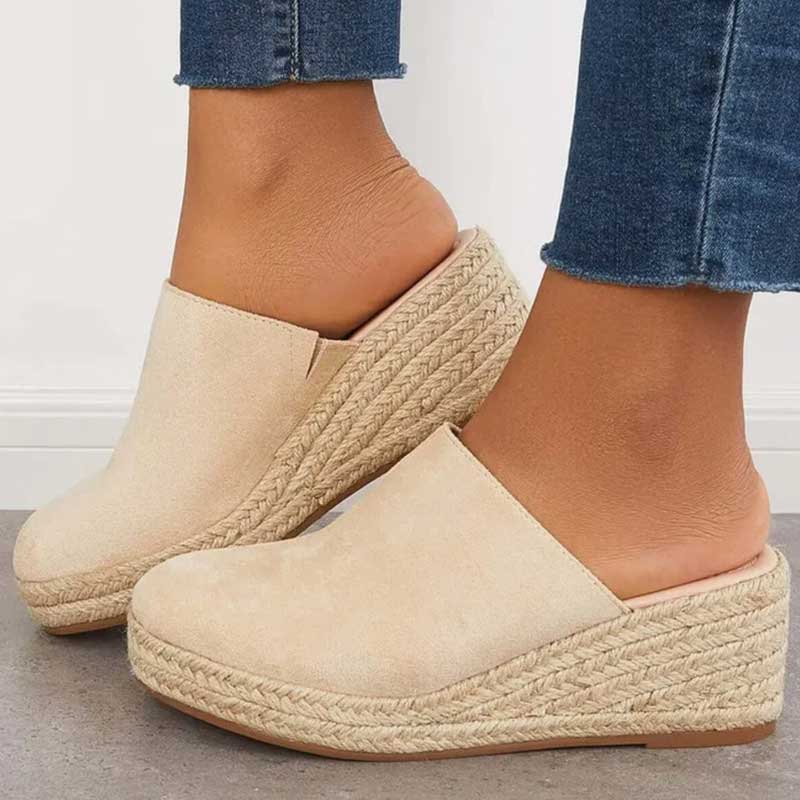 Mika Mules Compensées Femme – Bleu Marine, Style Espadrille Chic & Confort Optimal
