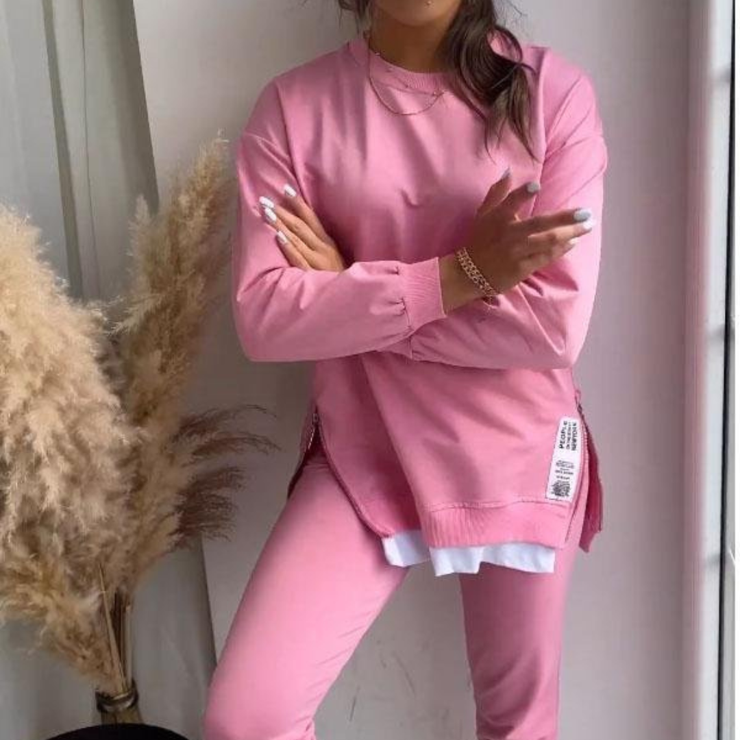 Aisha Dame Sett – Komfortabel Joggedress med Langermet Topp & Smale Bukser