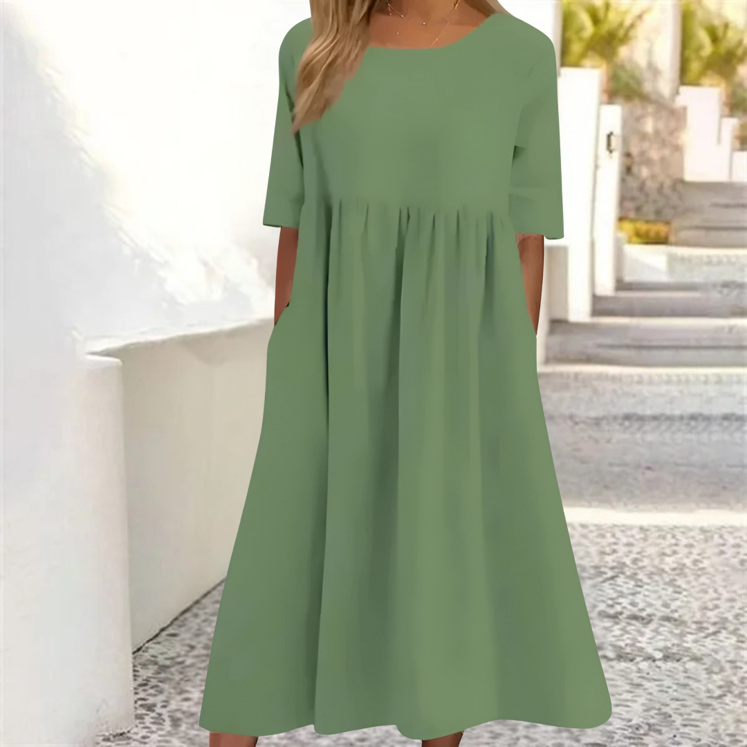 Noelle Robe d’Été Femme – Robe Midi Légère à Coupe Ample pour un Look Estival Décontracté