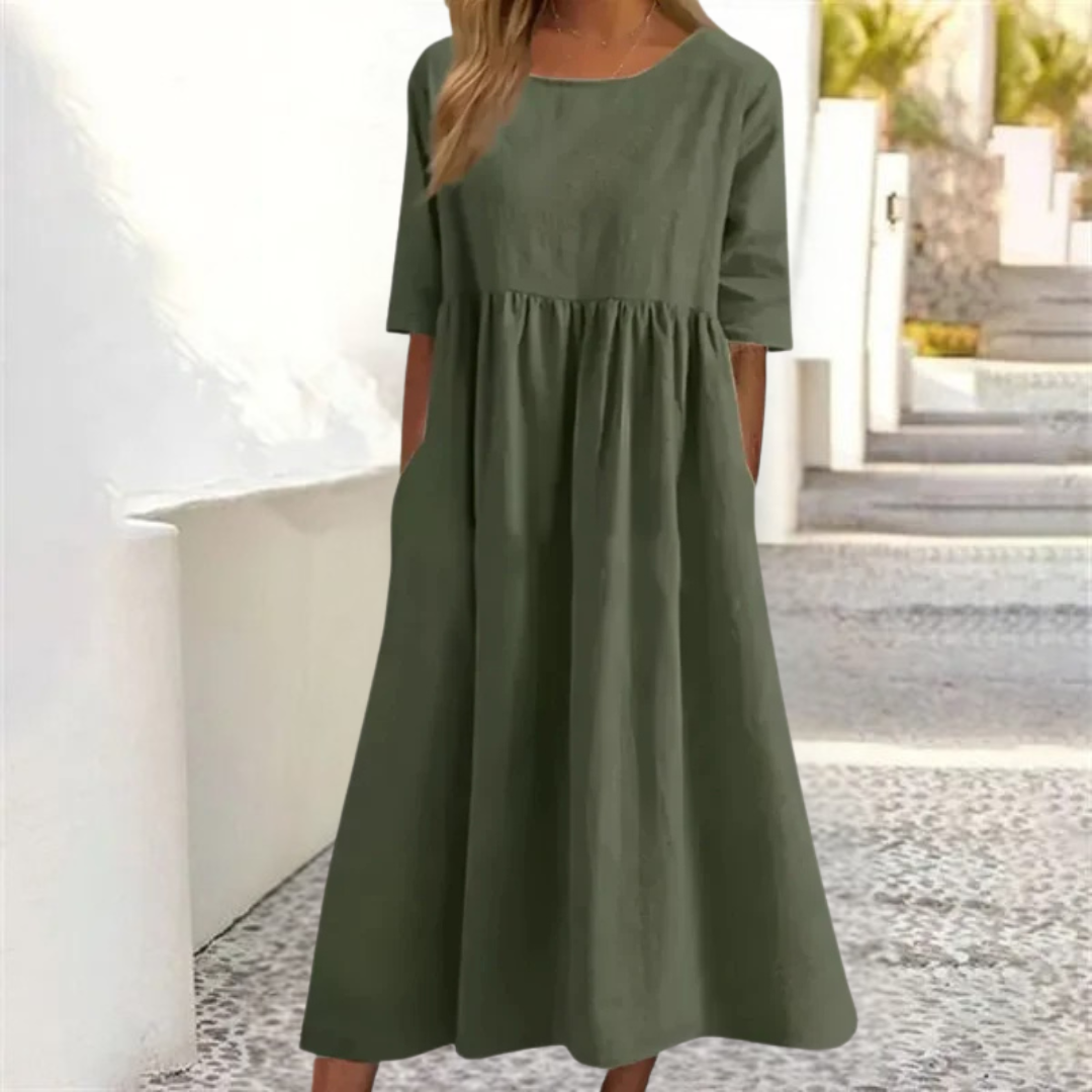 Noelle Robe d’Été Femme – Robe Midi Légère à Coupe Ample pour un Look Estival Décontracté
