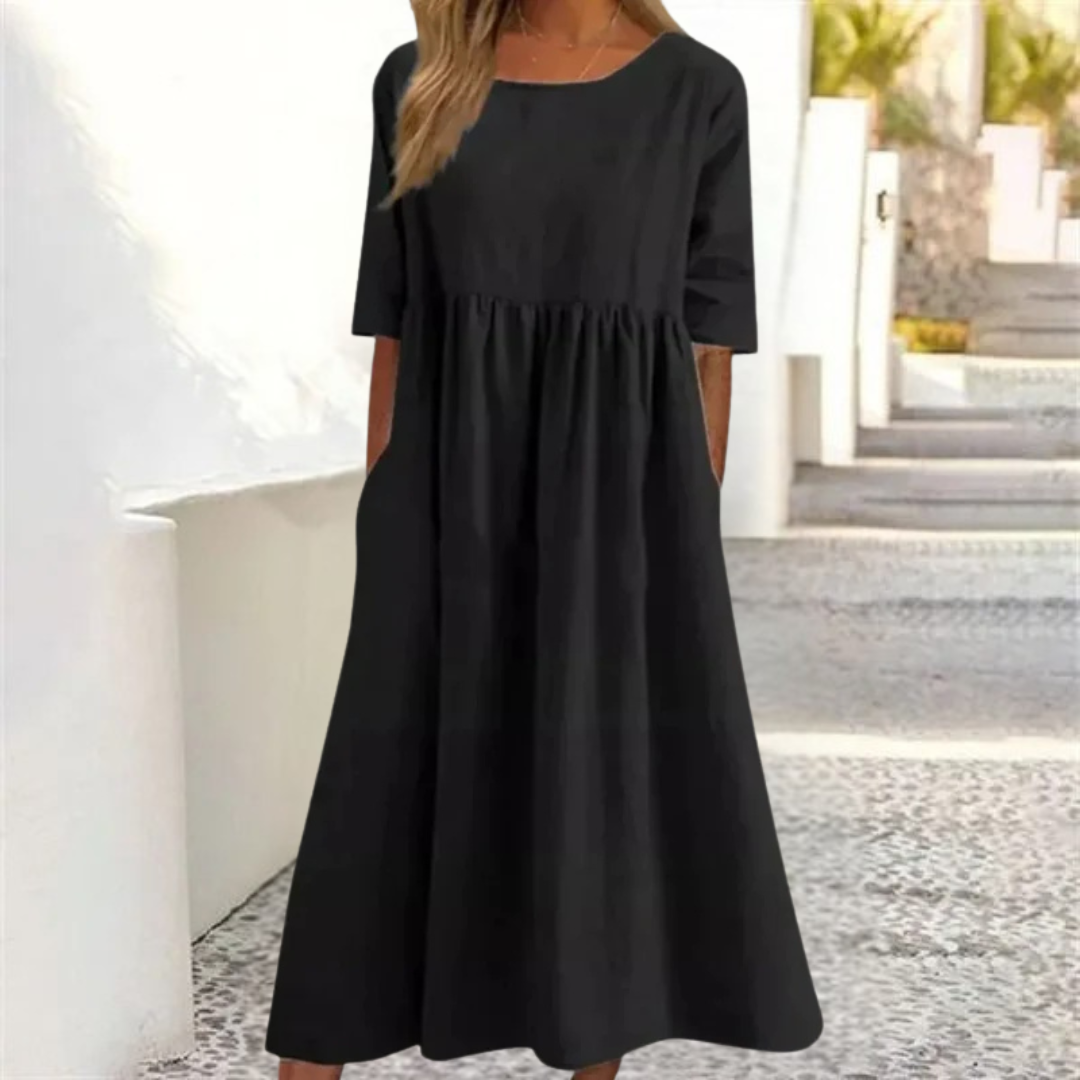 Noelle Robe d’Été Femme – Robe Midi Légère à Coupe Ample pour un Look Estival Décontracté