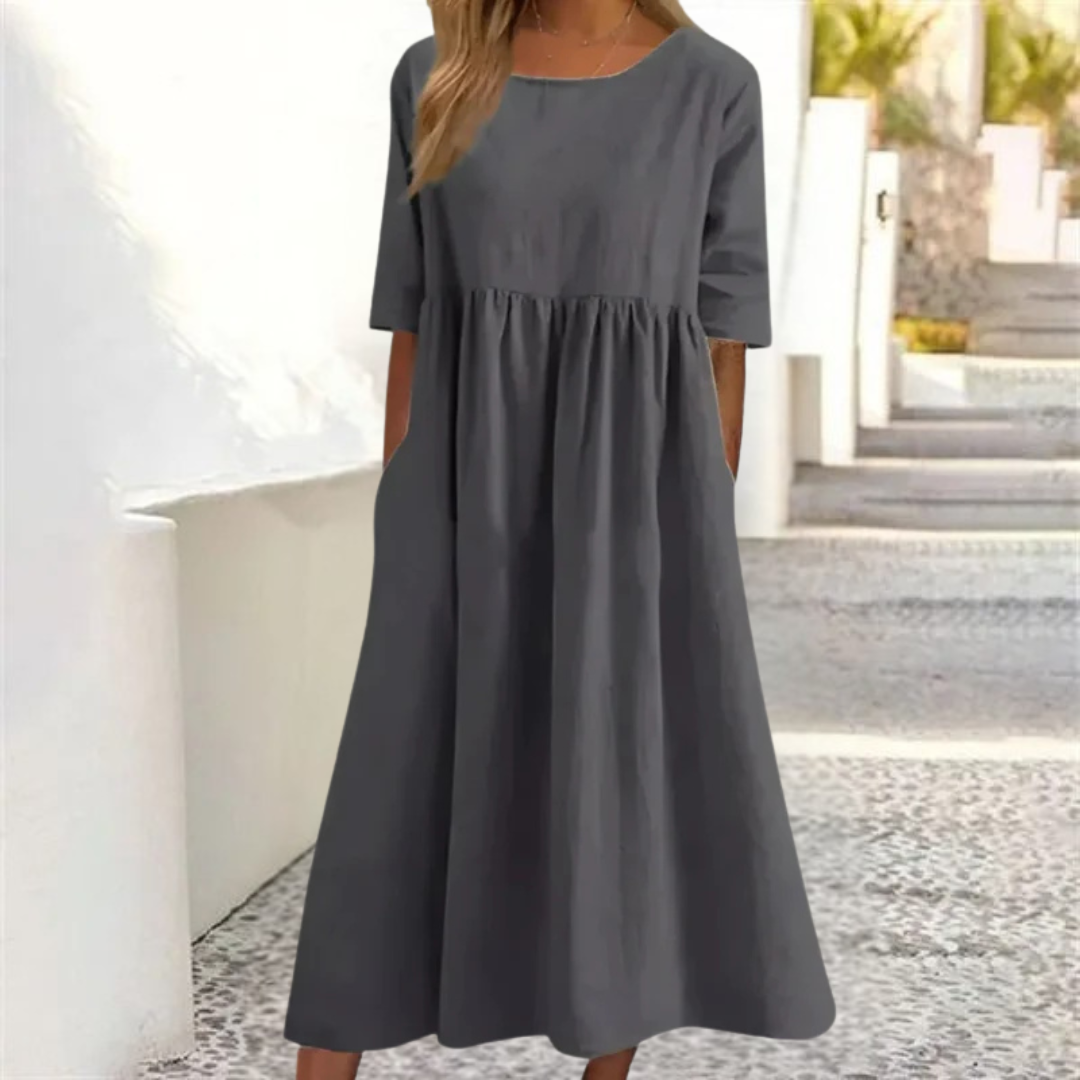 Noelle Robe d’Été Femme – Robe Midi Légère à Coupe Ample pour un Look Estival Décontracté