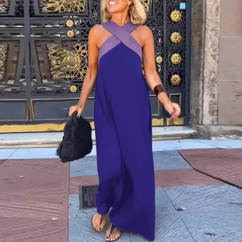 Sienna női hosszú köntös – Elegáns nyári ruha keresztpántokkal és laza szabással