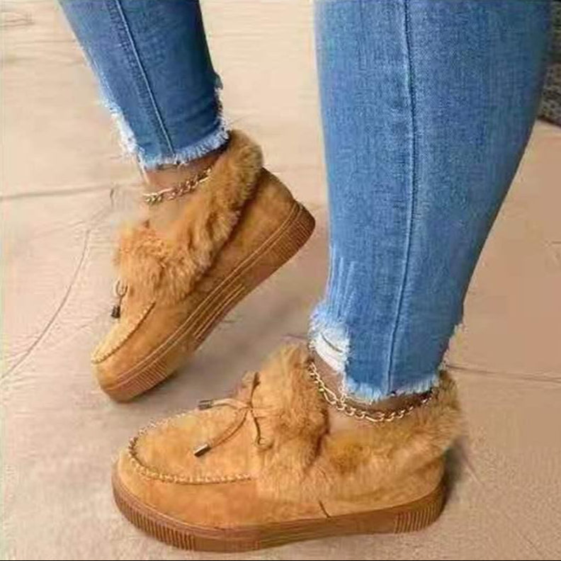 Esther papuci de iarnă pentru femei – atingere de piele întoarsă moale cu căptușeală caldă din blană artificială și talpă antiderapantă