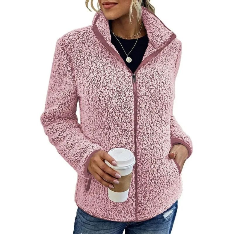 Kristal Casaco Polar Feminino para o Inverno – Casaco quente e leve com fecho éclair e estilo casual moderno