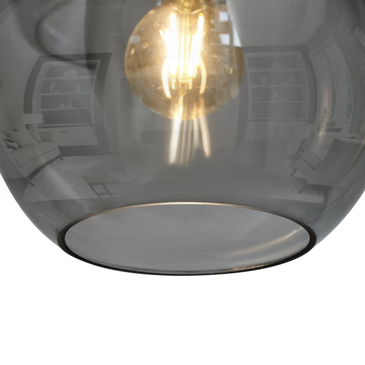 Závěsná lampa 3-bodová koule kouřové sklo černá industriální obývací pokoj jídelna LED